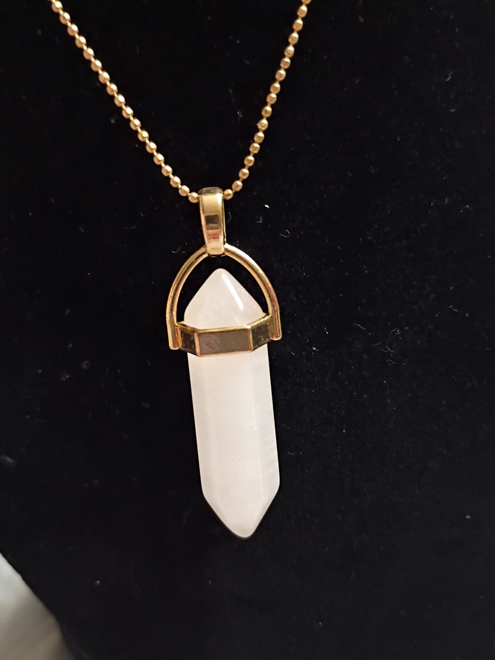 Gold-Plated Rose Quartz Point Pendant Necklace